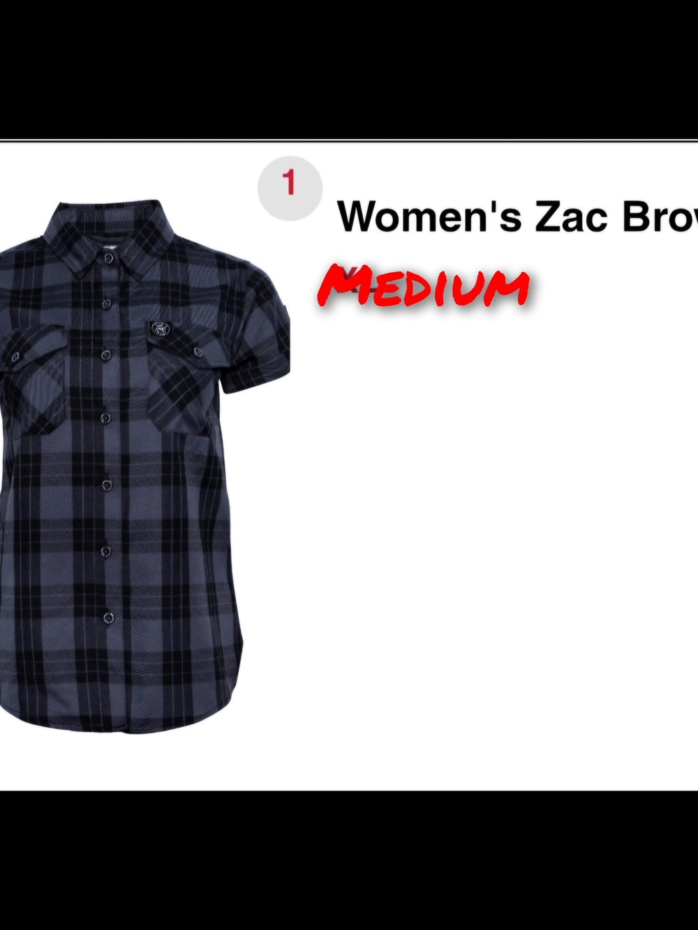 Zac Brown Band Plaid Short Sleeve Shirt in Black & Gray Size Medium
